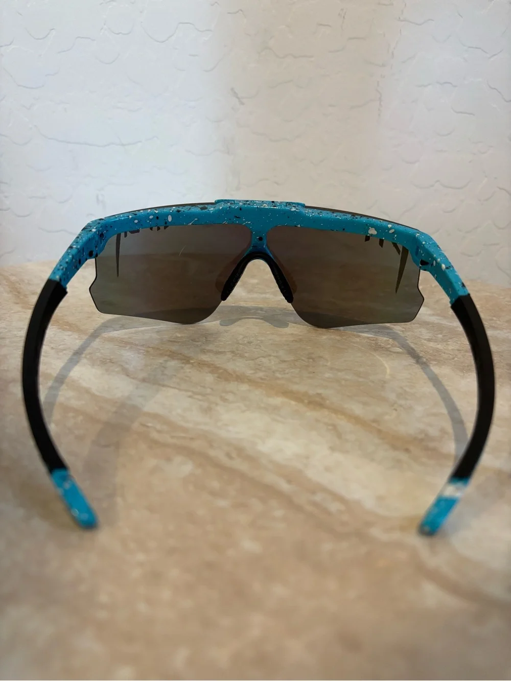 Pit Viper Men’s Blue Speckle Shield Sunglasses - Mirrored Lens